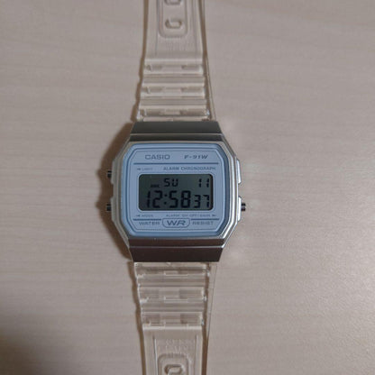 Casio F-91W Clear Silver Watch