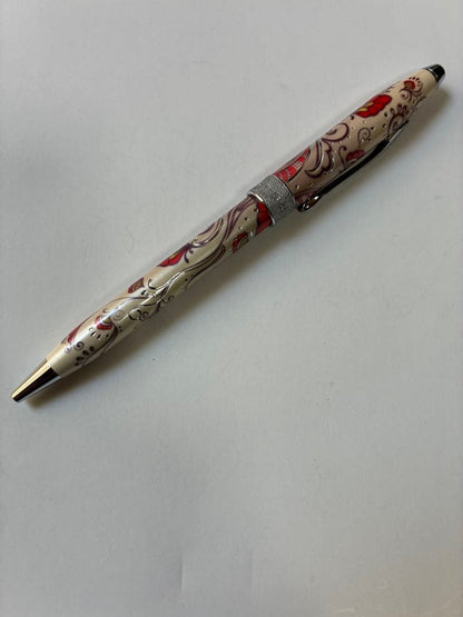 Cross Botanica Red Ballpoint Pen with Gold Trim and Box - Japan Import