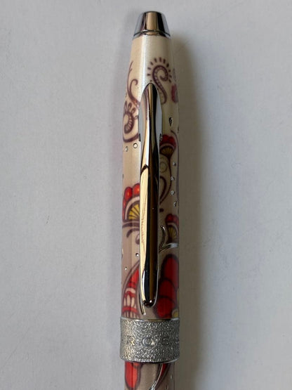 Cross Botanica Red Ballpoint Pen with Gold Trim and Box - Japan Import