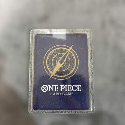 One Piece trading card showing Rosinante and Law parallel version with original anime illustration