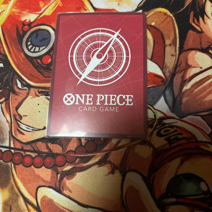 One Piece Card Game Portgas D. Ace Leader Parallel card from Japan import shown in protective sleeve