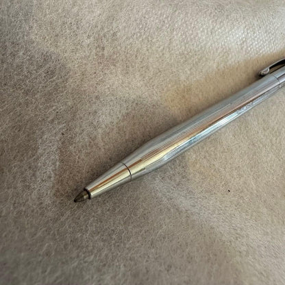 Used Cross rotating ballpoint pen metal body model 14 806-26186 with white outer box showing stains