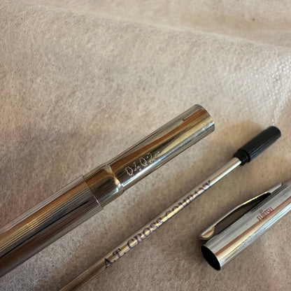 Used Cross rotating ballpoint pen metal body model 14 806-26186 with white outer box showing stains