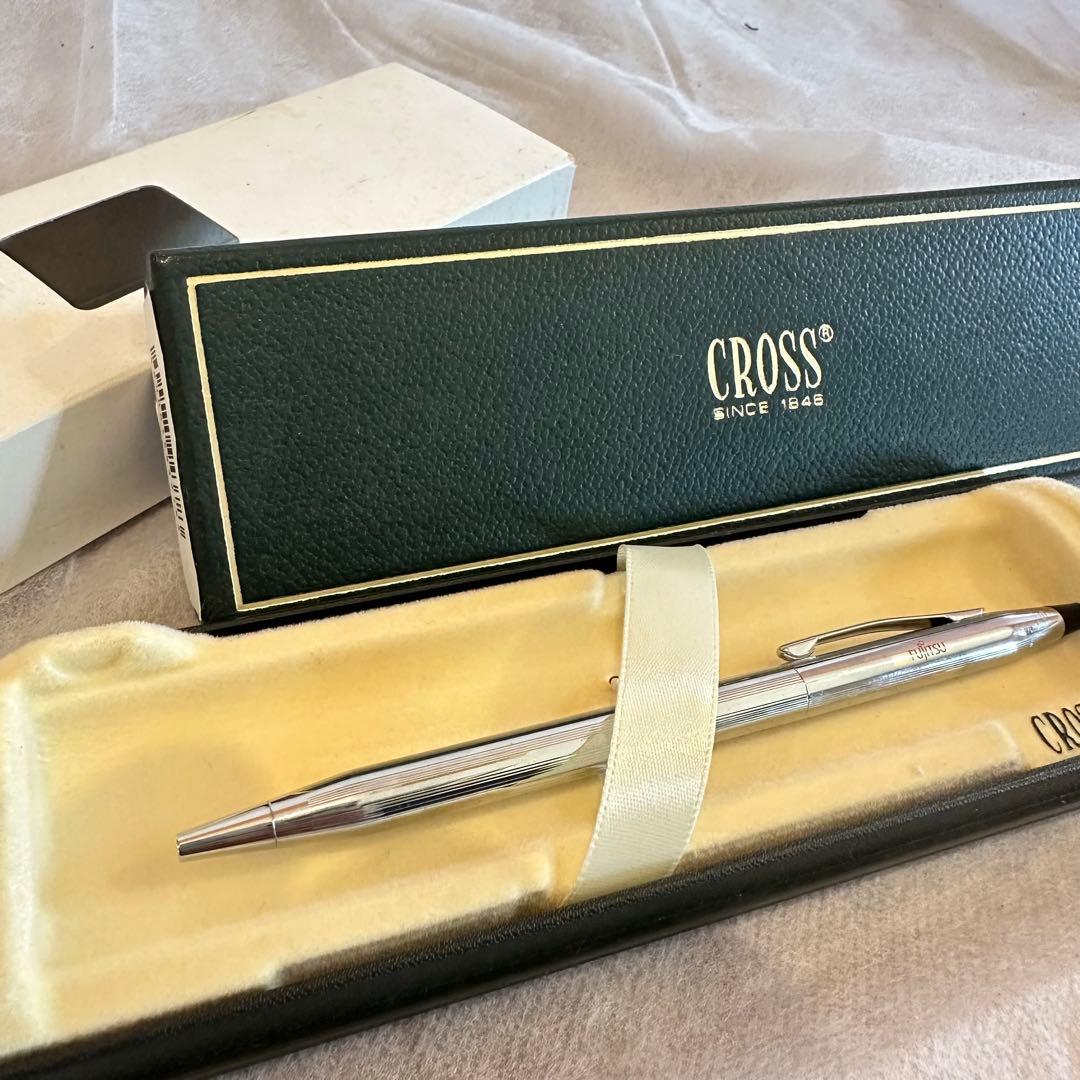 Used Cross rotating ballpoint pen metal body model 14 806-26186 with white outer box showing stains