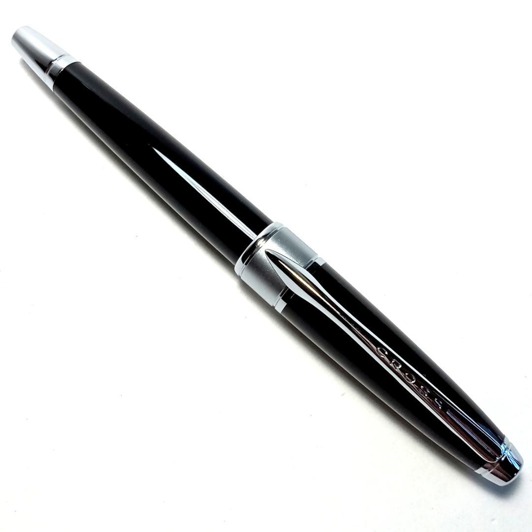 Cross Apojii Criter Chip Rollerball Pen Model AT0125-2 Black Lacquer with Chrome Finish — Japan Import