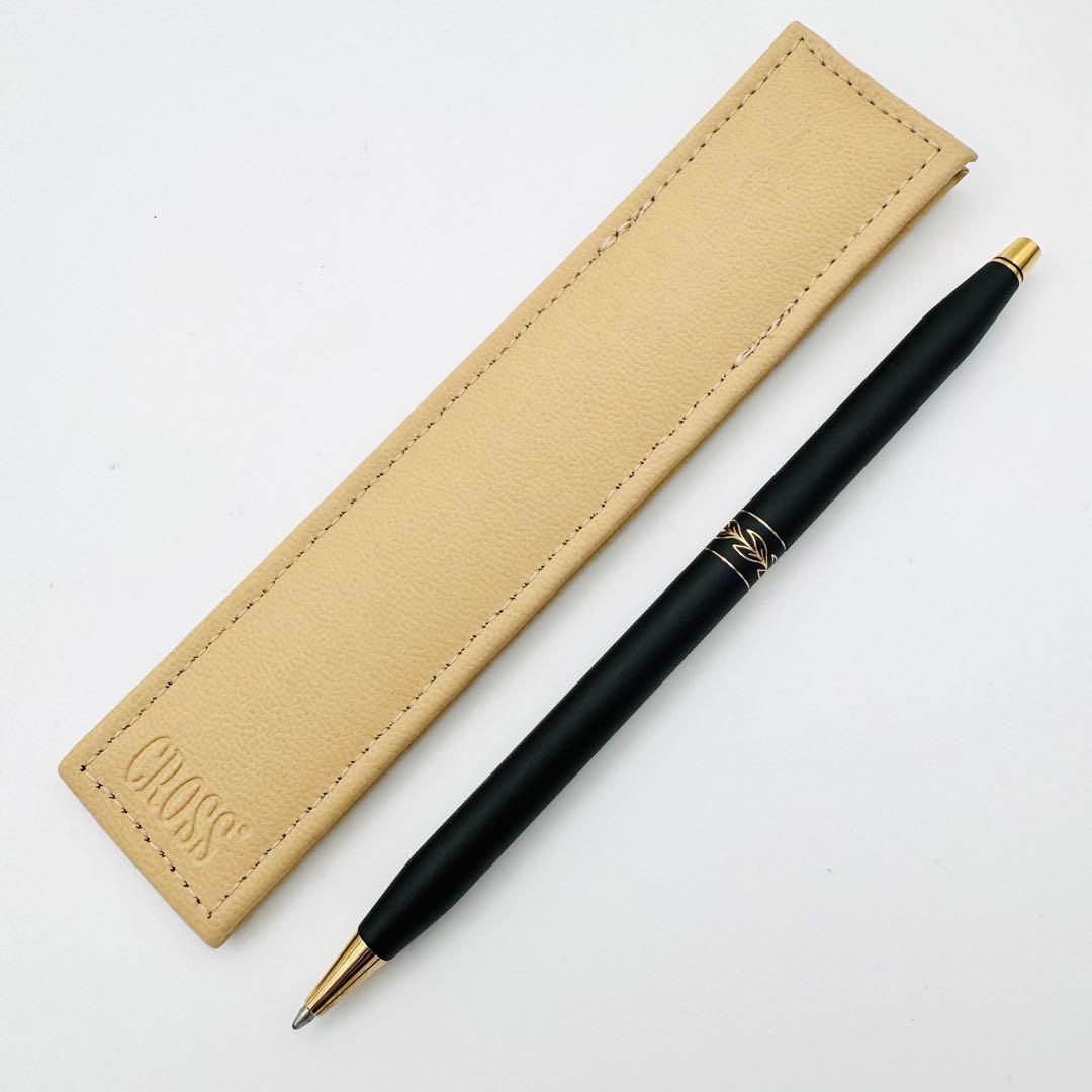 Cross Classic Black Ballpoint Pen USA Made Leaf Pattern Blue Ink