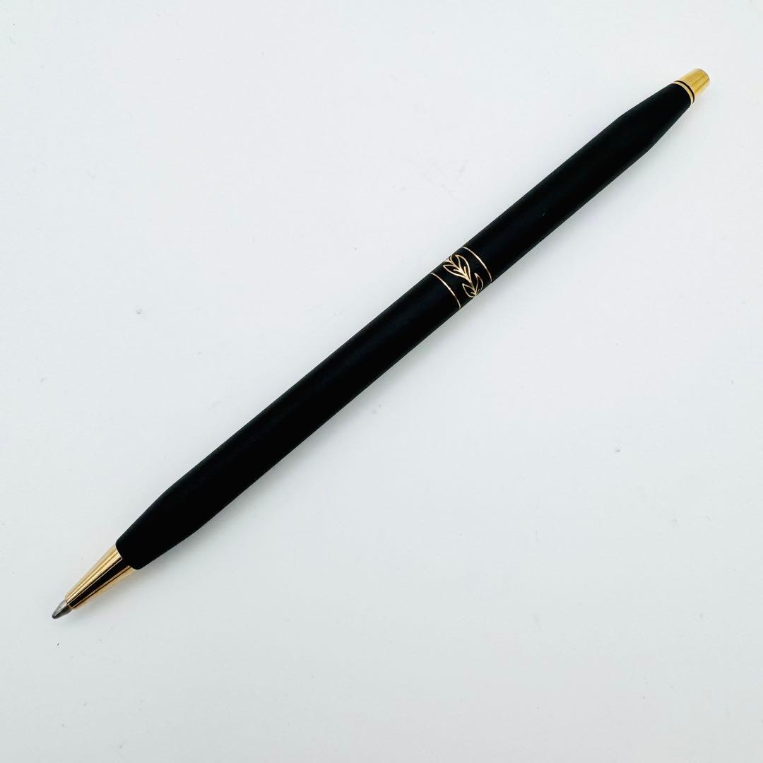 Cross Classic Black Ballpoint Pen USA Made Leaf Pattern Blue Ink