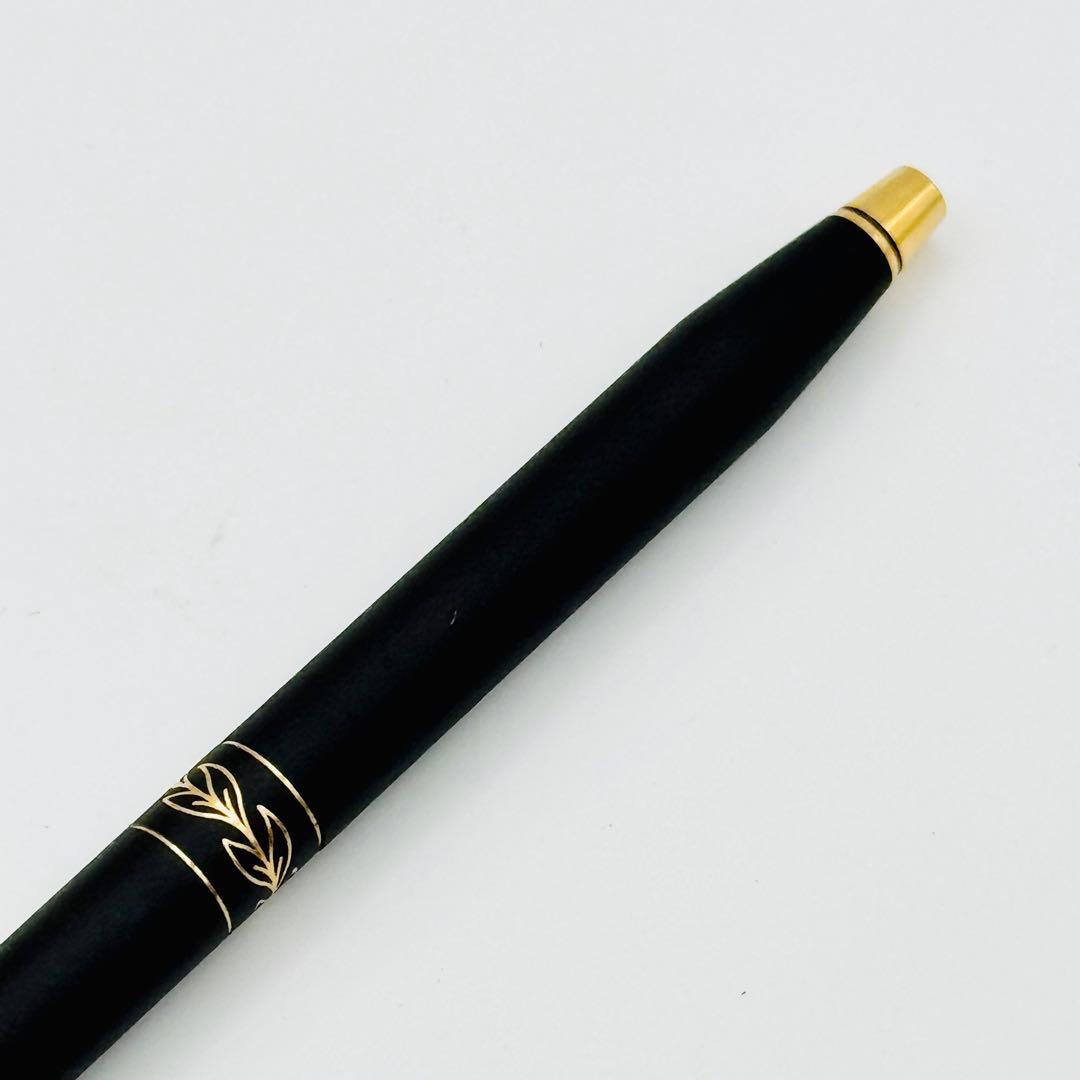 Cross Classic Black Ballpoint Pen USA Made Leaf Pattern Blue Ink