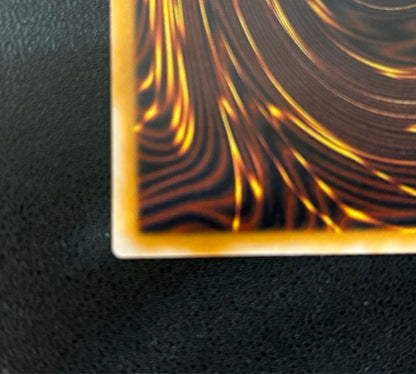 Blue-Eyes White Dragon relief card with 3000 attack power showing slight crease in upper right corner