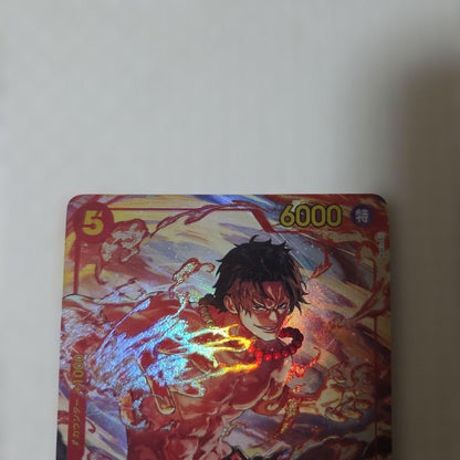 One Piece Portgas D Ace Secret Parallel Japanese trading card with detailed artwork, unused condition