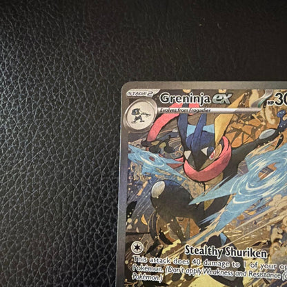 Greninja ex Pokémon card promo English version with clean surface and no chips