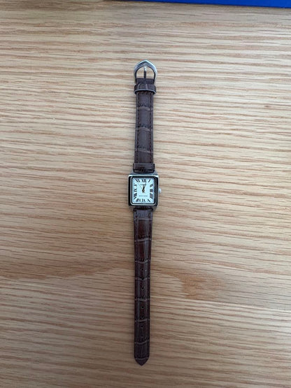 Casio Square Case Leather Strap Watch with Roman Numerals