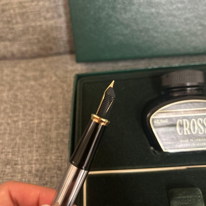 Cross Townsent Fountain Pen Gift Green Ink Bottle Gold