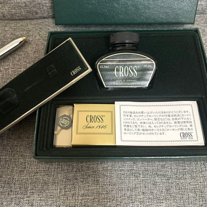 Cross Townsent Fountain Pen Gift Green Ink Bottle Gold