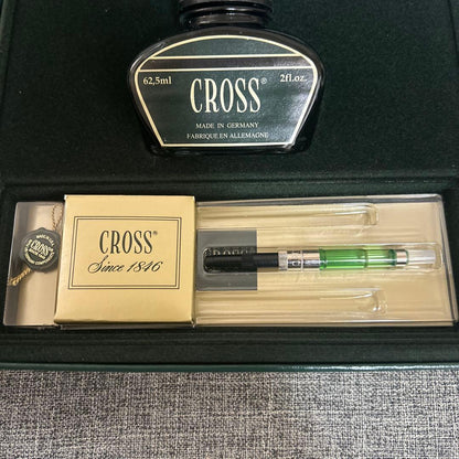 Cross Townsent Fountain Pen Gift Green Ink Bottle Gold