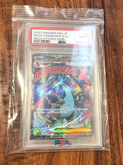 Megareizardon X ex MA PSA8 graded card from Megadrive ex Series Japan import in protective PSA film