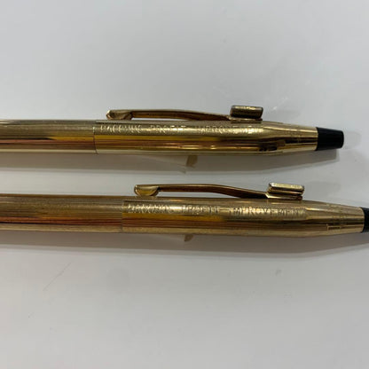Cross Vintage 1980s USA Made 10KT Gold Filled Pen Set with Mechanical Pencil and Ballpoint Pen