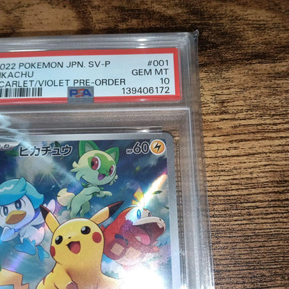 Pokémon PSA10 graded Pikachu promotional card model 001/SV-P from Japan import