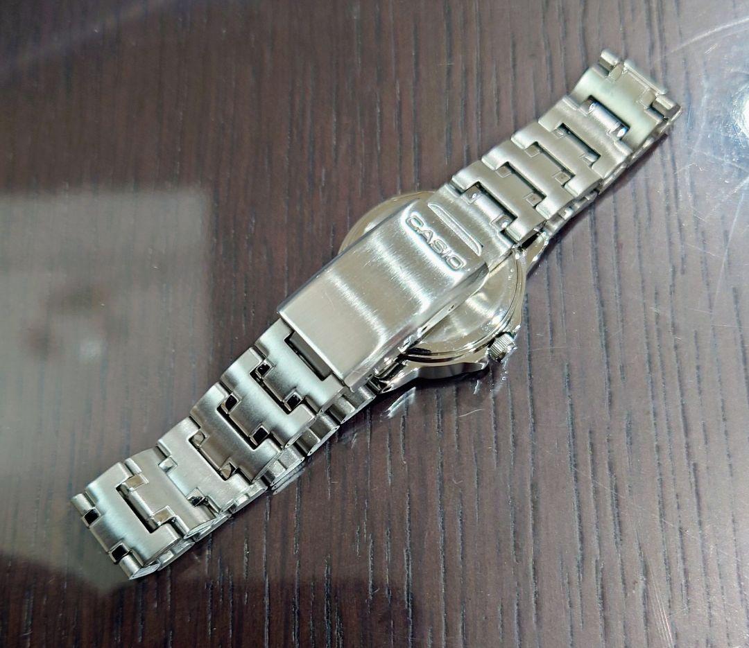 Casio Quartz Wristwatch with Silver Steel Band and Light Blue Dial