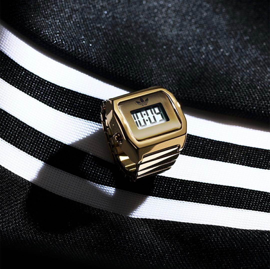 Adidas Digital Two Ring Watch Gold Model AOST26036