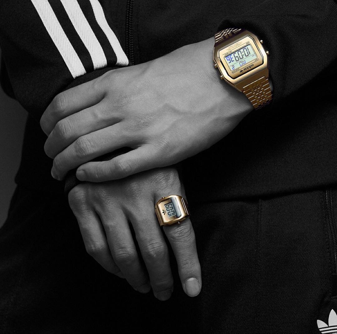 Adidas Digital Two Ring Watch Gold Model AOST26036