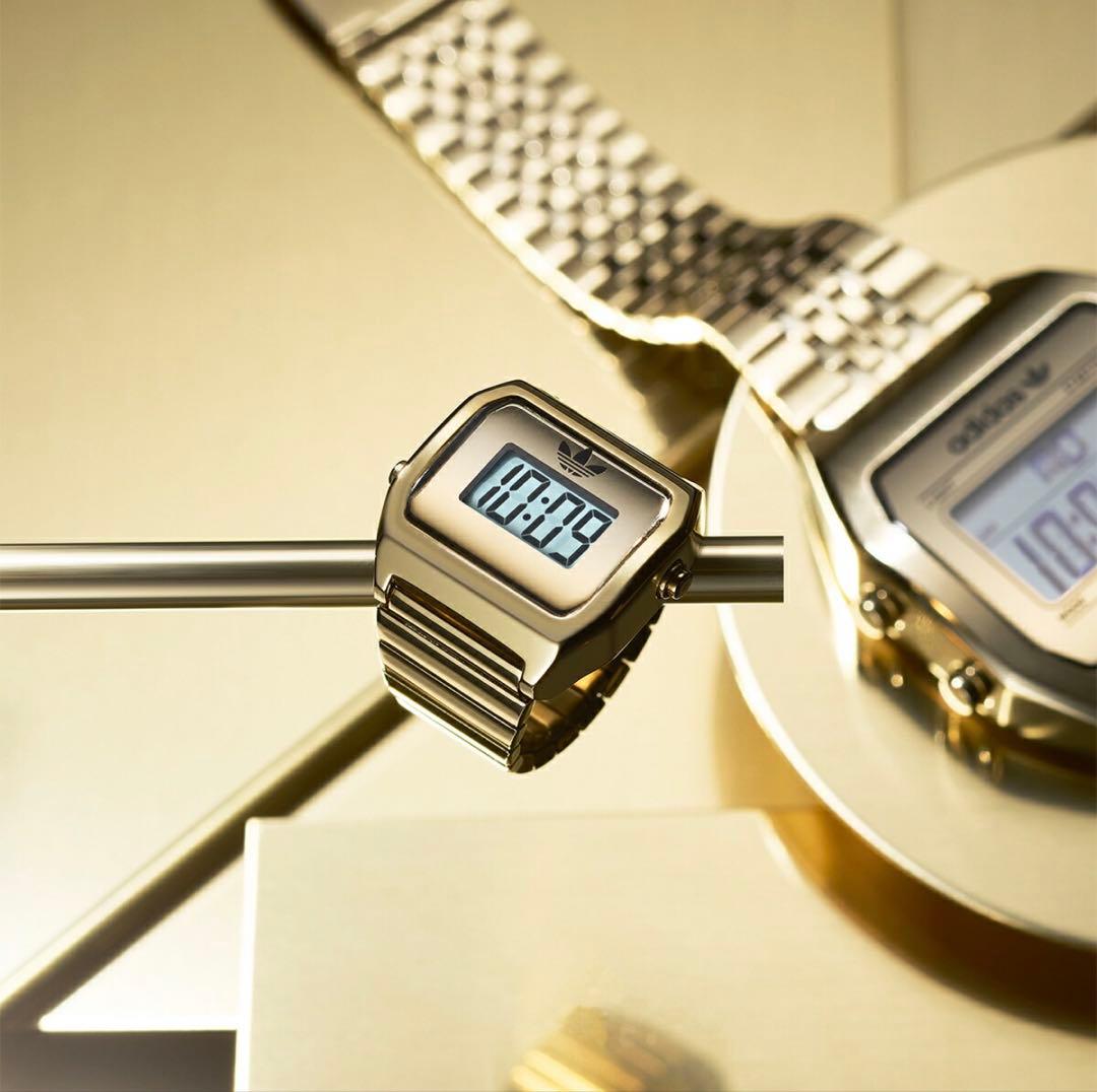 Adidas Digital Two Ring Watch Gold Model AOST26036