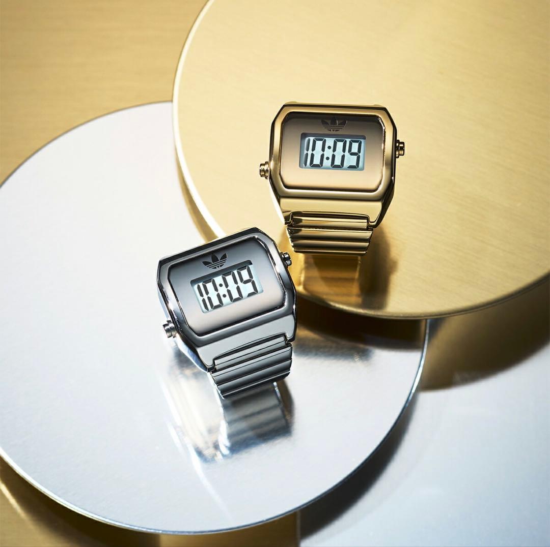 Adidas Digital Two Ring Watch Gold Model AOST26036
