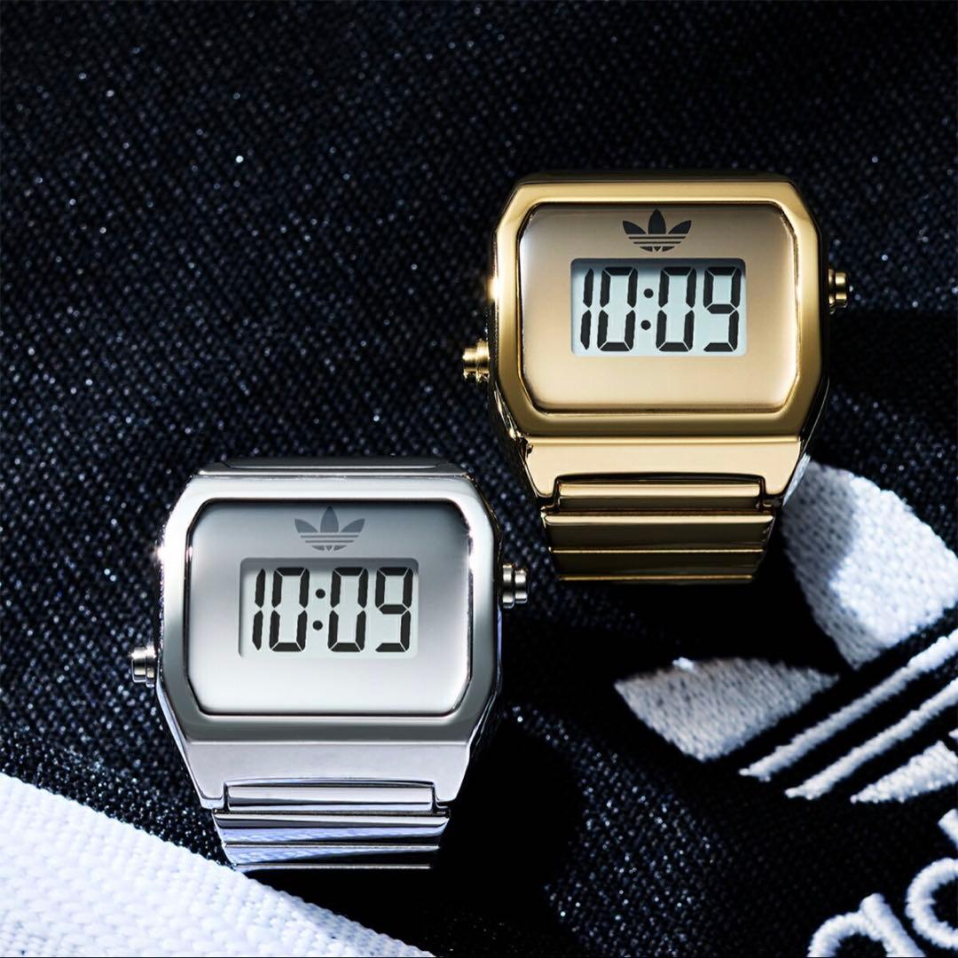 Adidas Digital Two Ring Watch Gold Model AOST26036