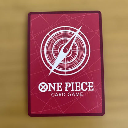 One Piece Monkey D. Luffy OP13-004 card from Japan, opened but unplayed, shown in protective sleeve