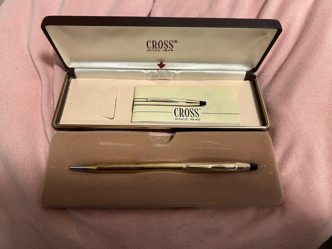 Cross Classic Century 10K Rolled Gold Ballpoint Pen Model 4502 with Brown Case and Manual — Japan Import