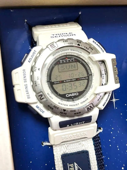 Casio Pro Trek Stardust Lovers Pair Watch Set Digital Shock-Resistant White — Japan Import