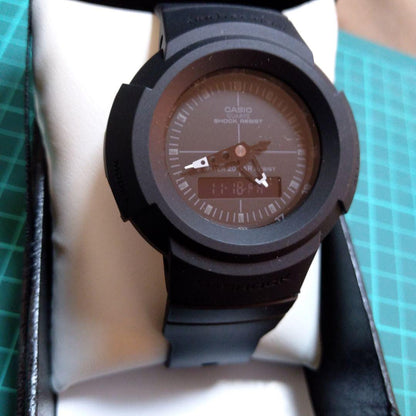 Casio 5416P Quartz Round Watch with Black Resin Strap Japan Import