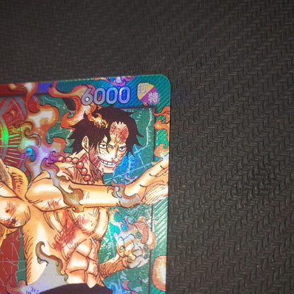 One Piece Card Game Luffy & Ace Leader Parallel Card ST13-001 Japan Import in protective sleeve and rigid case