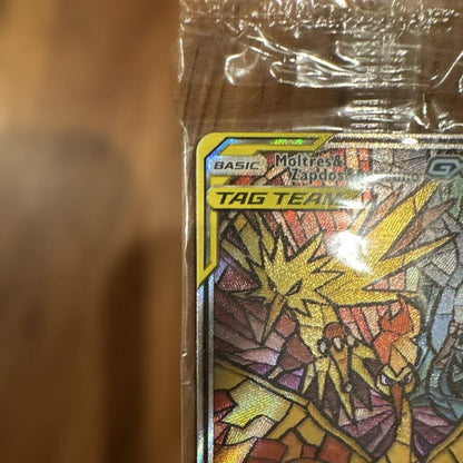 Taito Moltres & Zapdos & Articuno GX Tag Team Card SM210 sealed in original packaging with display