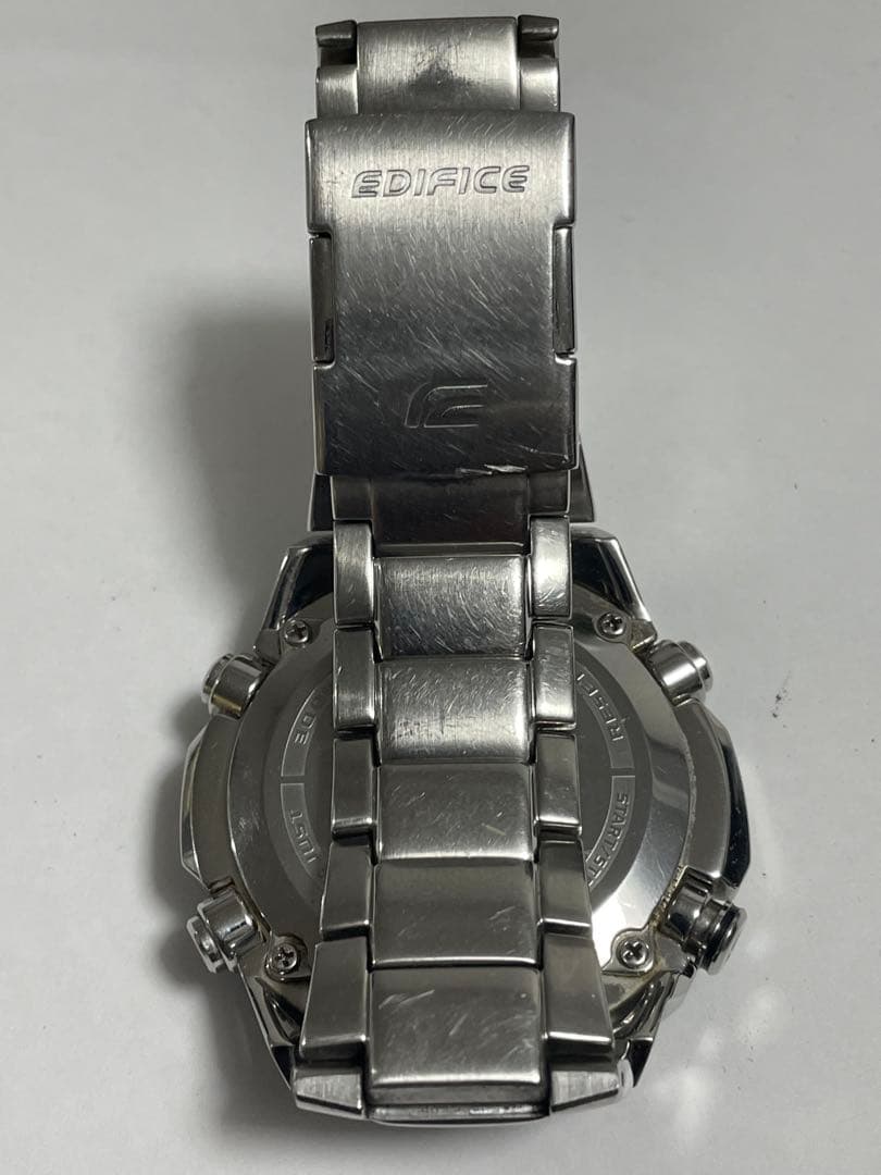 Casio Edifice Chronograph Solar Watch Battery Replaced Black Silver Stainless Steel — Japan Import
