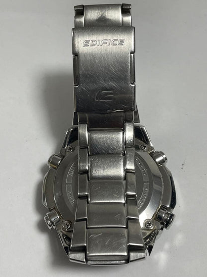Casio Edifice Chronograph Solar Watch Battery Replaced Black Silver Stainless Steel — Japan Import
