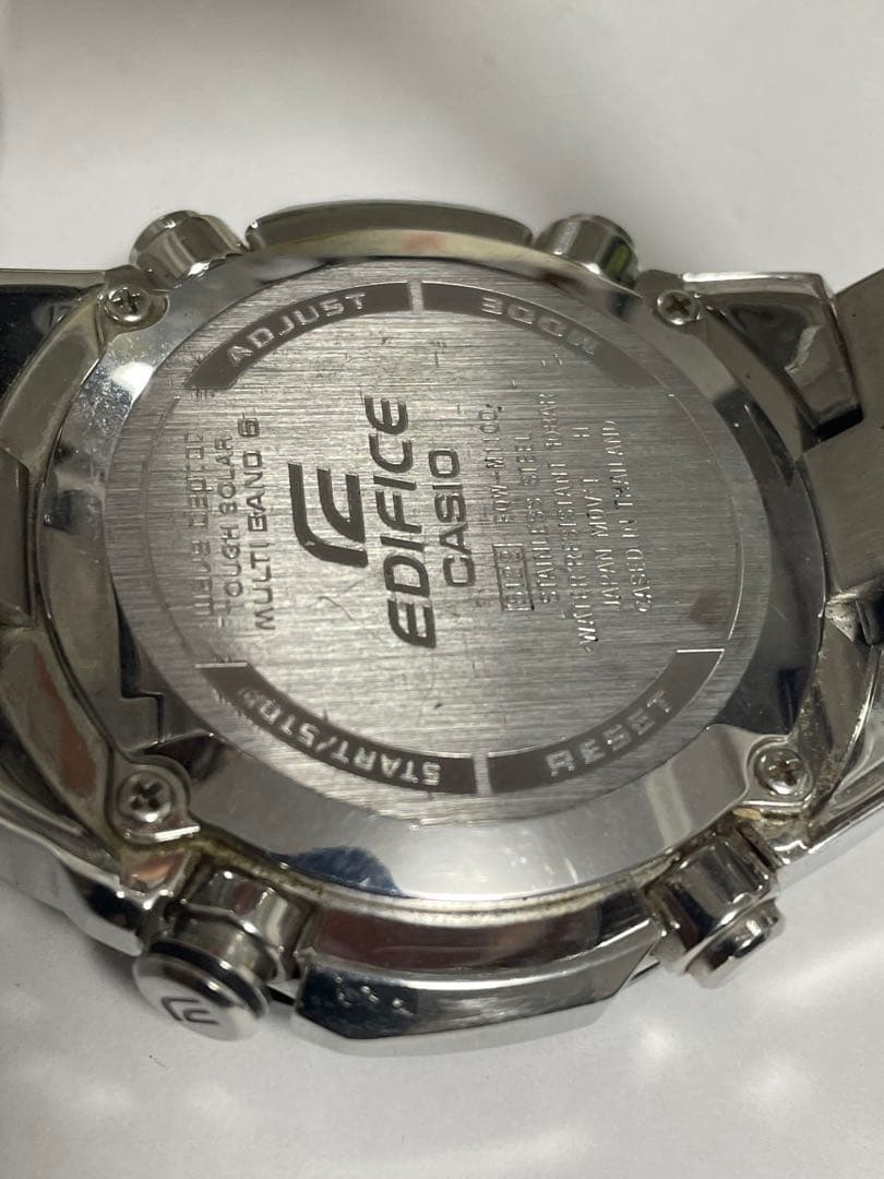 Casio Edifice Chronograph Solar Watch Battery Replaced Black Silver Stainless Steel — Japan Import
