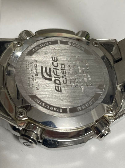Casio Edifice Chronograph Solar Watch Battery Replaced Black Silver Stainless Steel — Japan Import