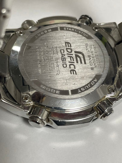 Casio Edifice Chronograph Solar Watch Battery Replaced Black Silver Stainless Steel — Japan Import