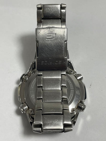 Casio Edifice Chronograph Solar Watch Battery Replaced Black Silver Stainless Steel — Japan Import
