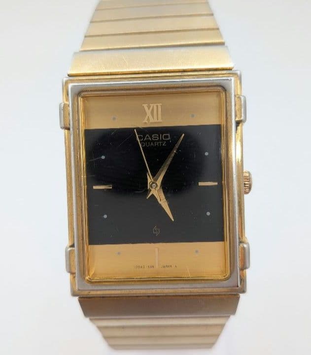 Casio MQ-728G Square Analog Quartz Wristwatch with Metal Band - Japan Import
