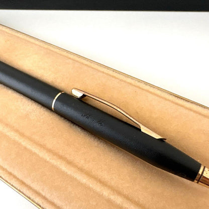Erika Brand Cross black ballpoint pen with dedicated case showing slight rust on pen and minor dirt on box