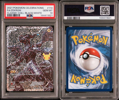 Bandai Zekrom English version trading card PSA10 grading number 114 from Sword & Shield Celebrations series