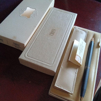 Cross Brand Twist Ballpoint Pen with USA Leather Case