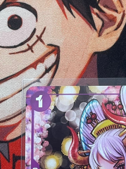 One Piece Yamato P-046 promo card from Japan with minor white scratches in protective sleeve