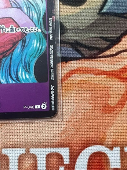 One Piece Yamato P-046 promo card from Japan with minor white scratches in protective sleeve