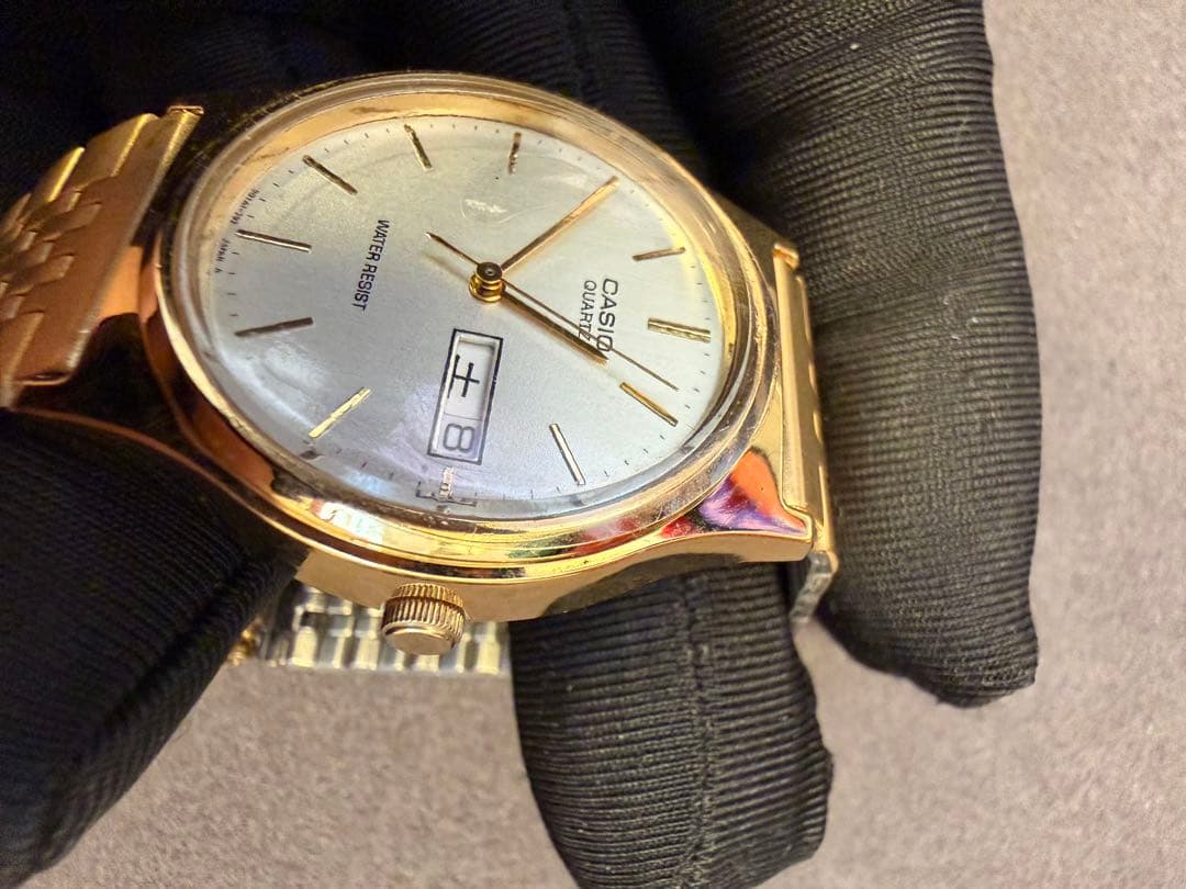 Casio Quartz Gold Watch with Date Display Water Resistant for Men — Japan Import