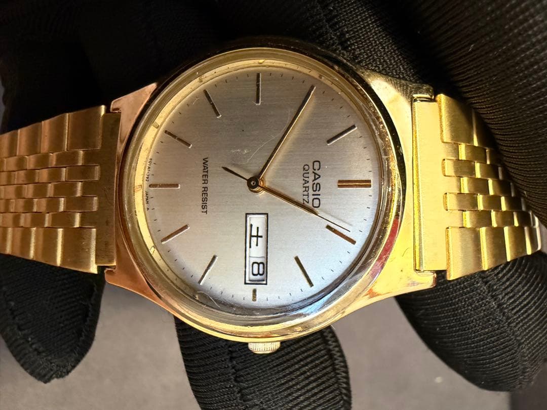 Casio Quartz Gold Watch with Date Display Water Resistant for Men — Japan Import