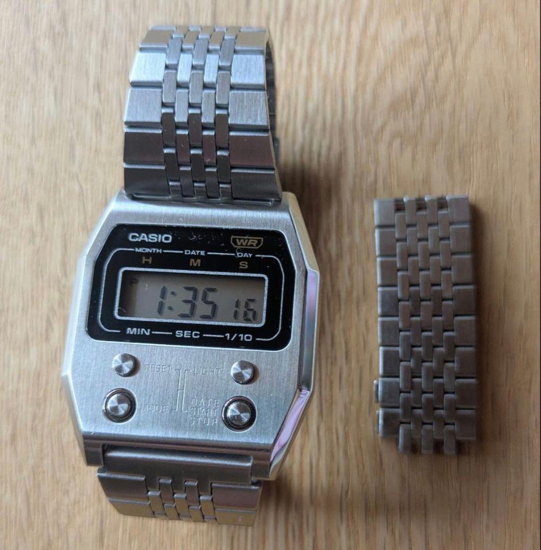 Casio A1100D-1JF Digital Watch with Stainless Steel Band, Spare Links, No Box — Japan Import