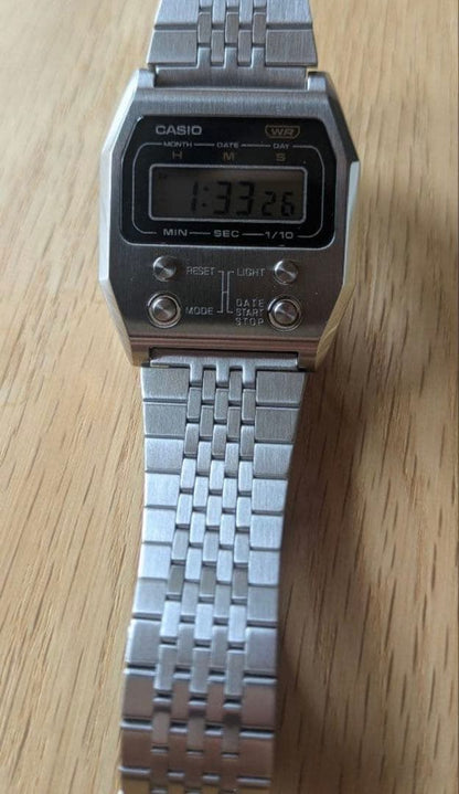 Casio A1100D-1JF Digital Watch with Stainless Steel Band, Spare Links, No Box — Japan Import